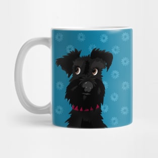 Black Miniature Schnauzer Dog with Blue Daisies Mug